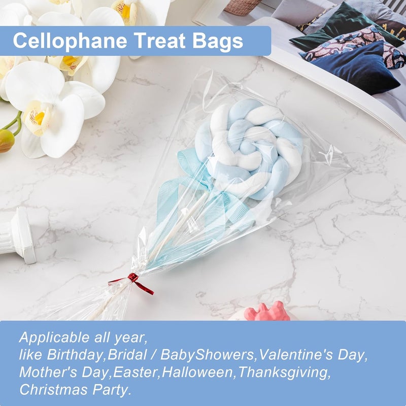 Aegero Cello Cellophane Treat Bags, 200 Pcs 8x10Inches Clear Cellophane Bags with 200 Twist Ties for Gift Wrapping,Packaging Candies,Dessert,Bakery,Party Favors - Image 5